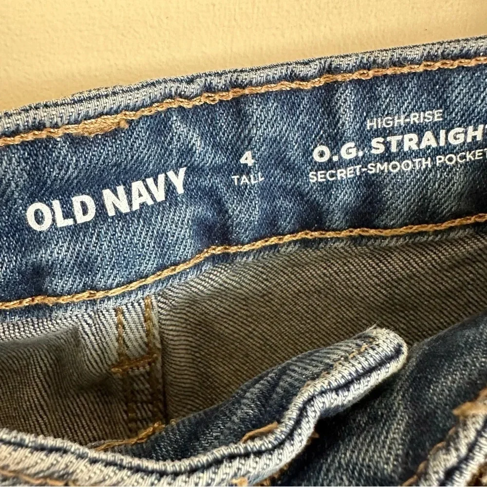 NWT Old Navy Womens 4 Tall High‎ Rise OG Straight Jeans Button Fly stretch New